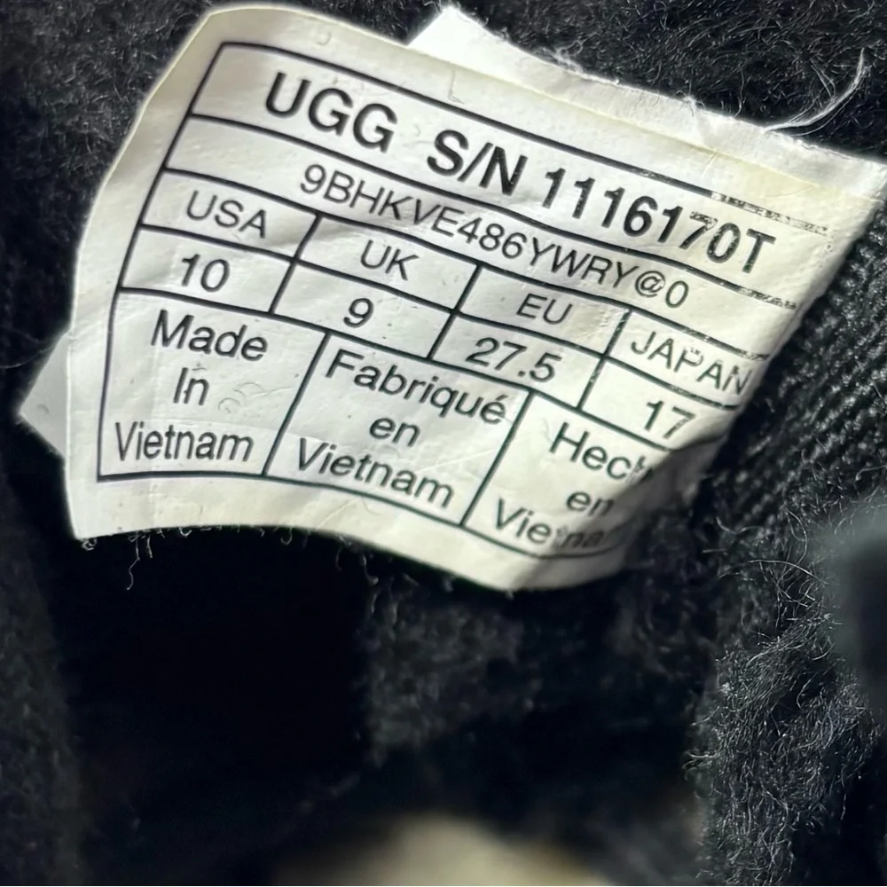 UGG NEUMEL II GRAPHIC‎ STITCH BLACK SUEDE BOOTS SIZE 10 TODDLER